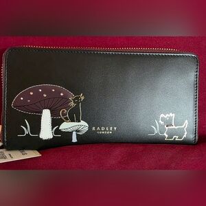 Radley London Black Wallet with Cat and Dog Motif
